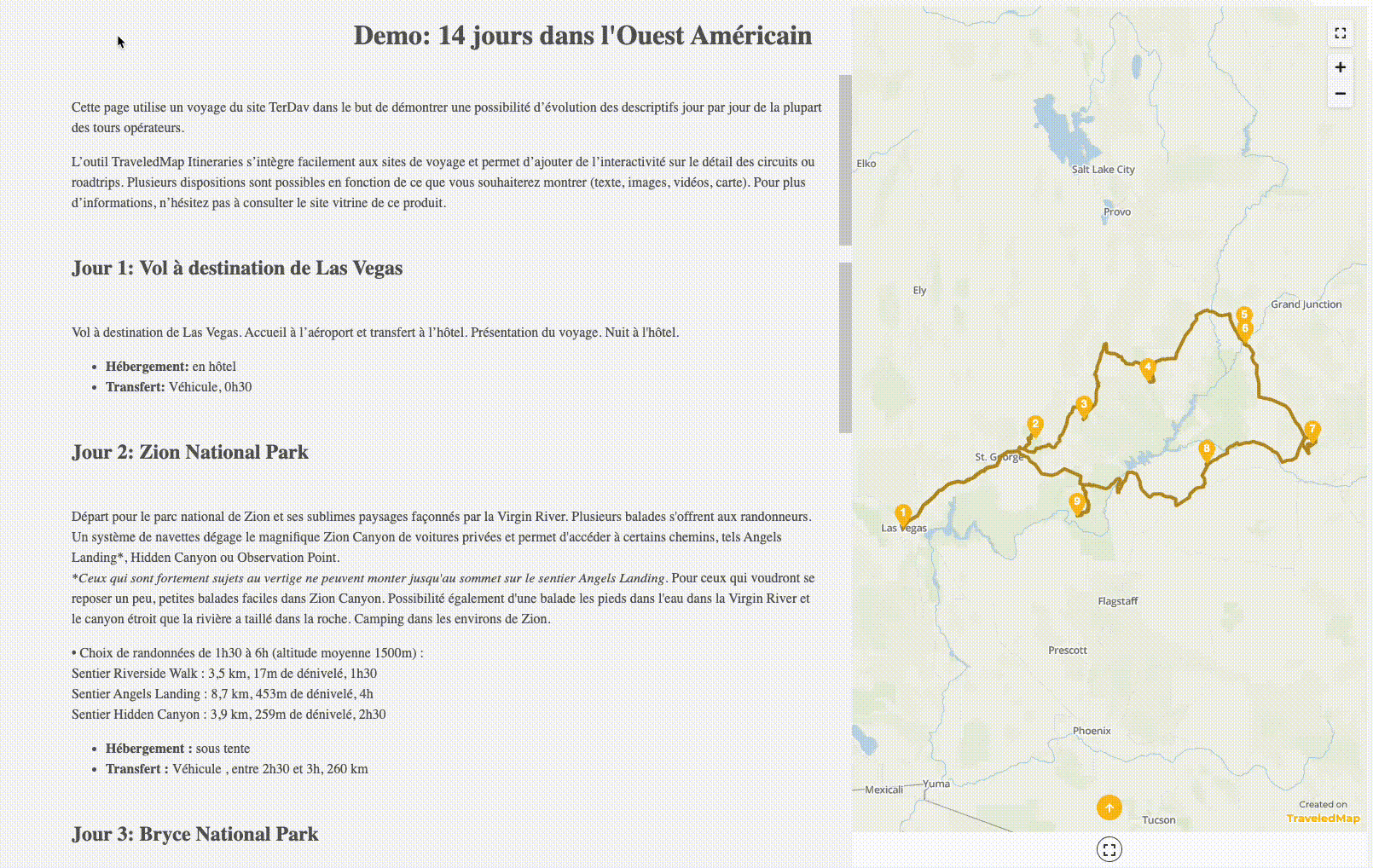 Démonstration du plugin WordPress de TraveledMap