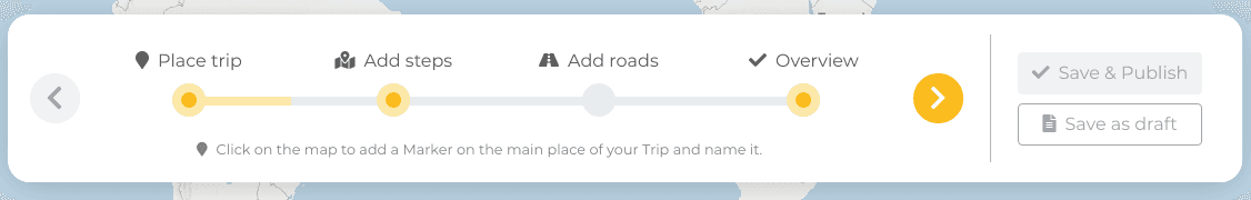 The four steps of a standard trip addition for your TraveledMap