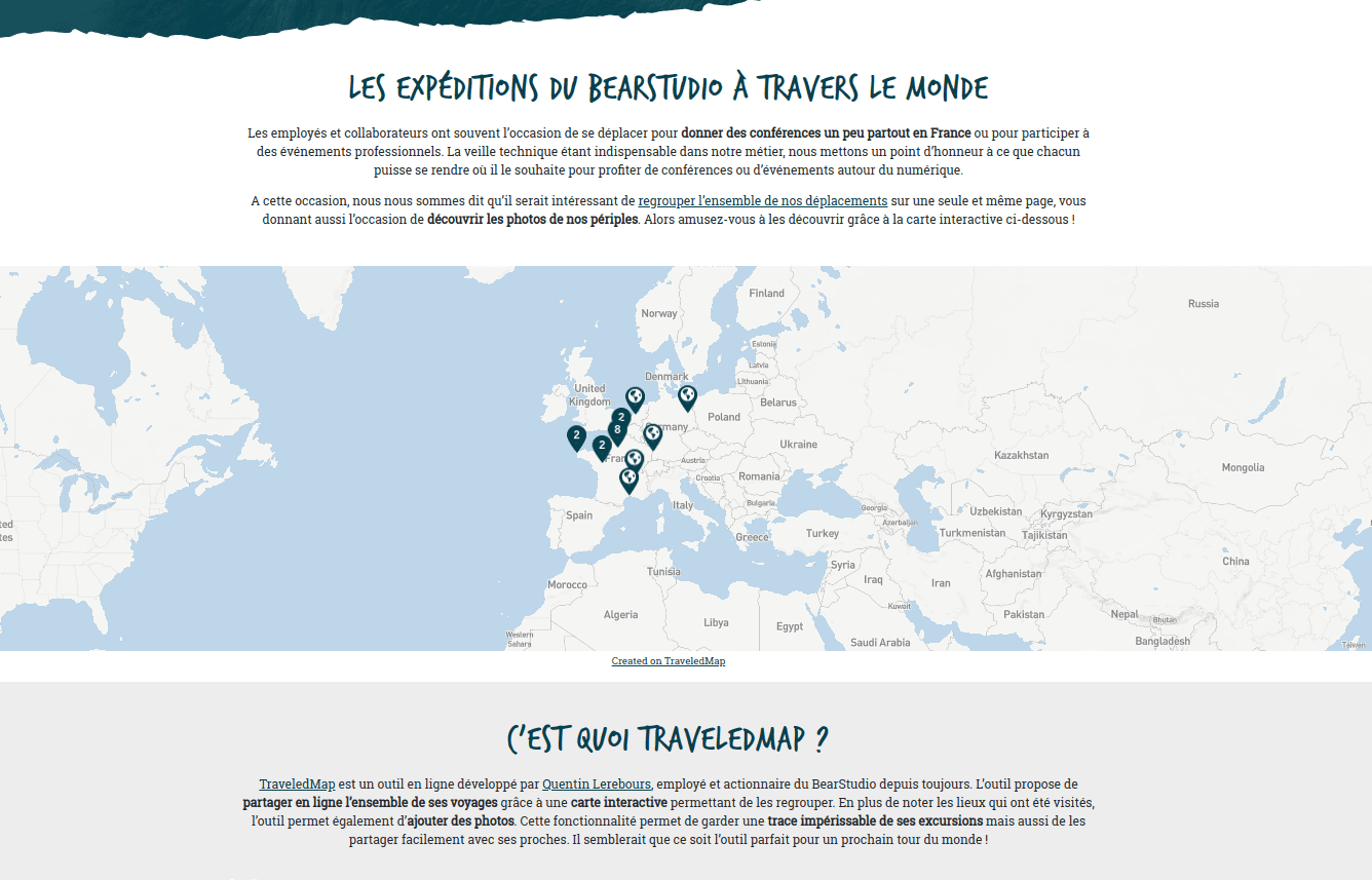 Company seminars map created with TraveledMap