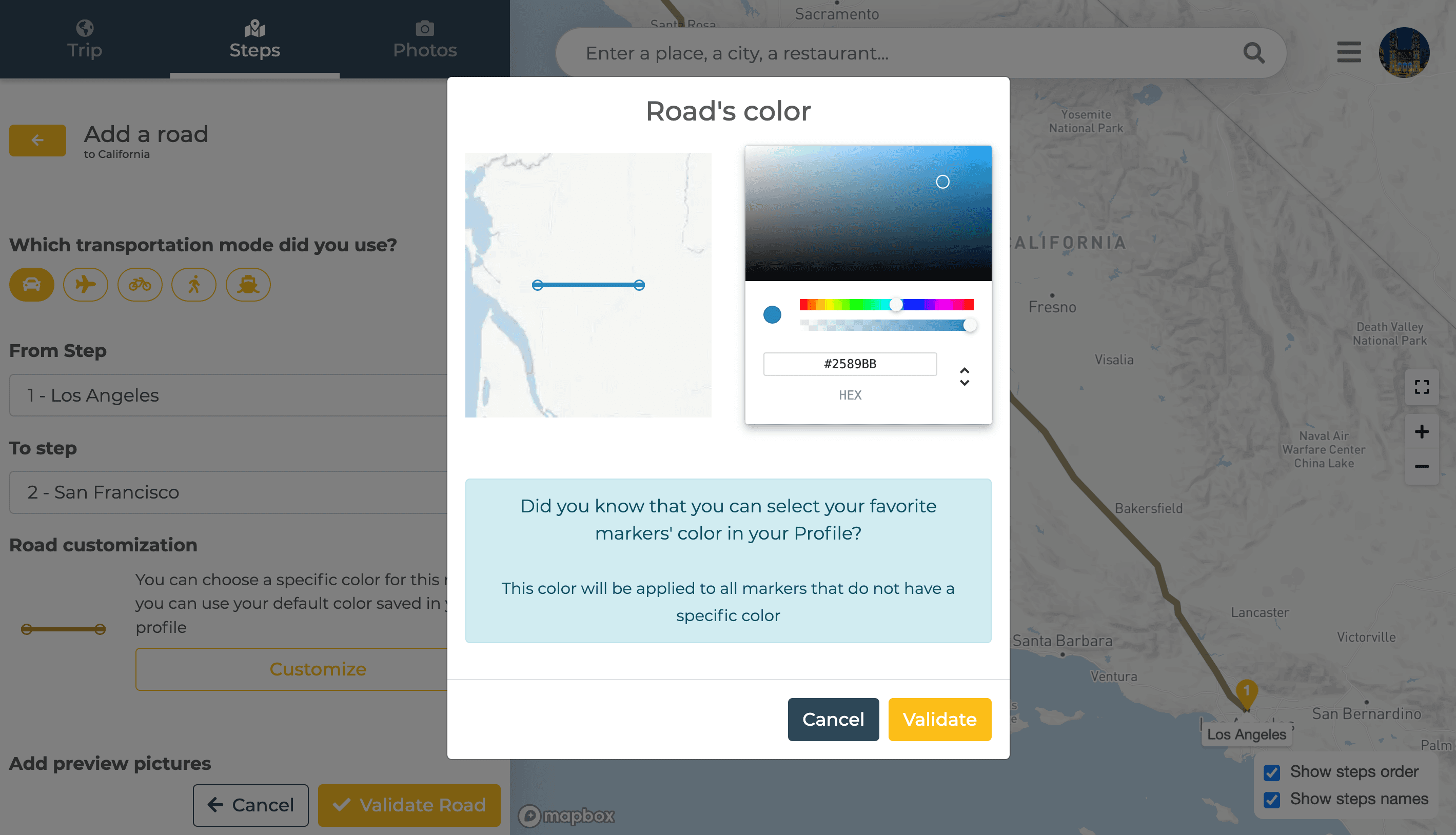 Custom roads colors