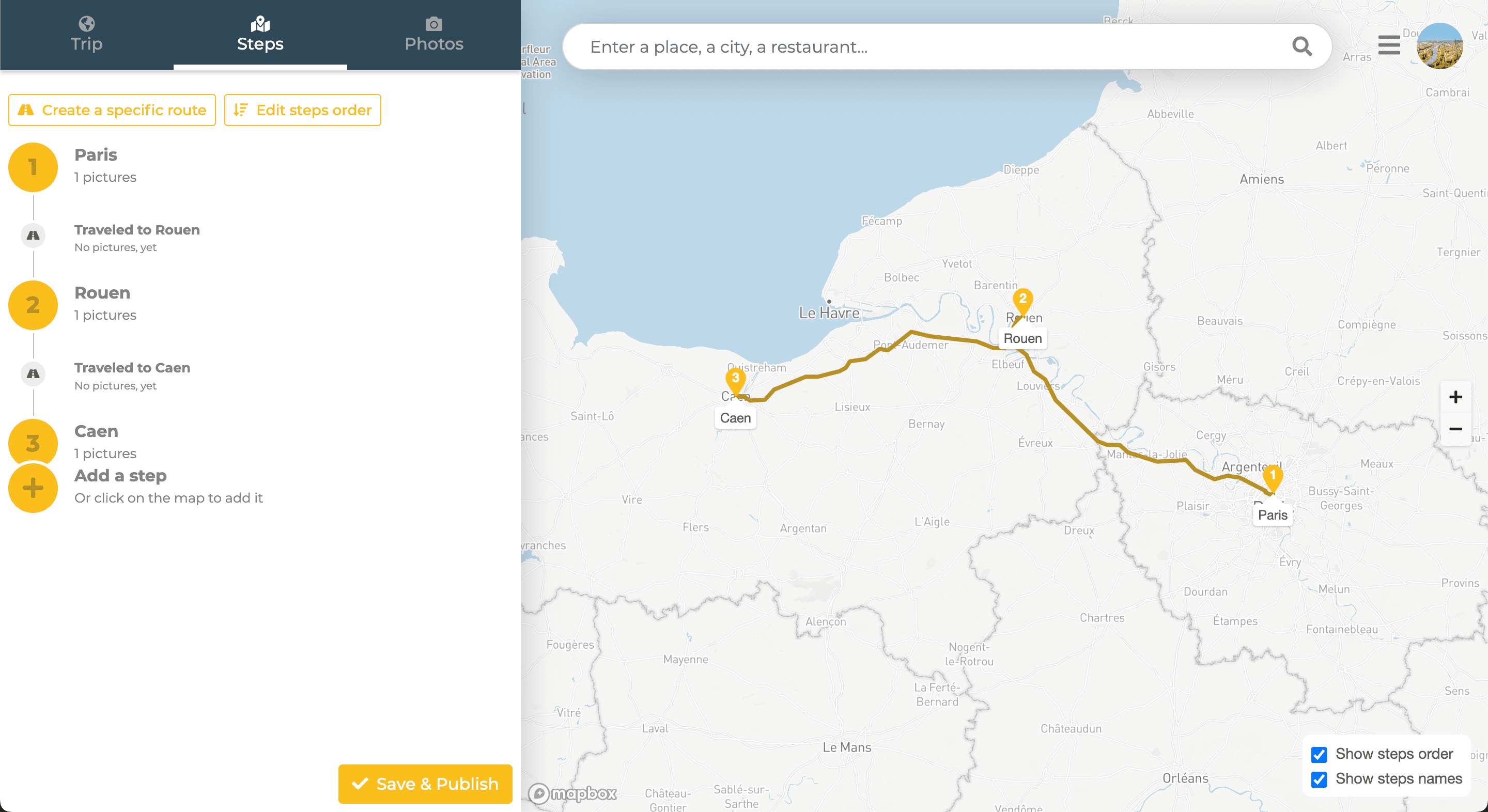 Add trip steps route