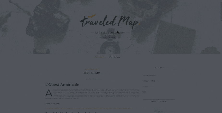Demostración del plugin de WordPress de TraveledMap